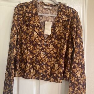 Doen Sheila top fern grove floral NWT